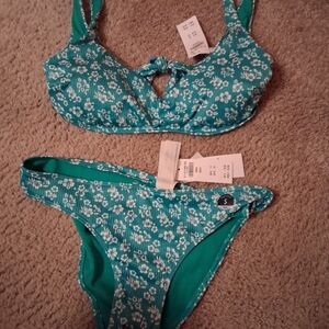 Hollister Teal Floral Bikini Set